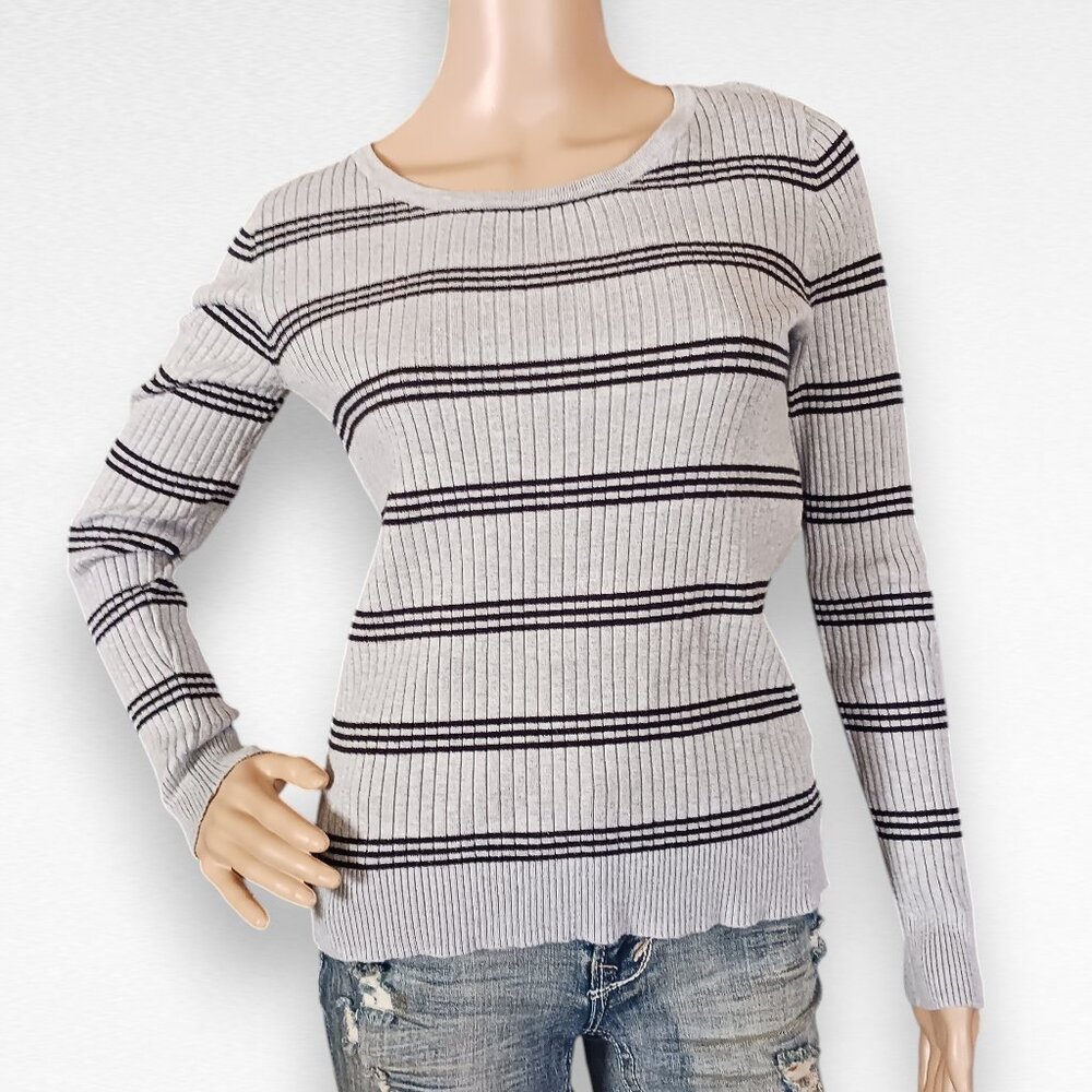 Gray & Black Striped Sweater